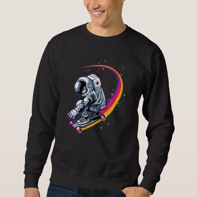 Astronaut und Skateboard Sweatshirt (Vorderseite)