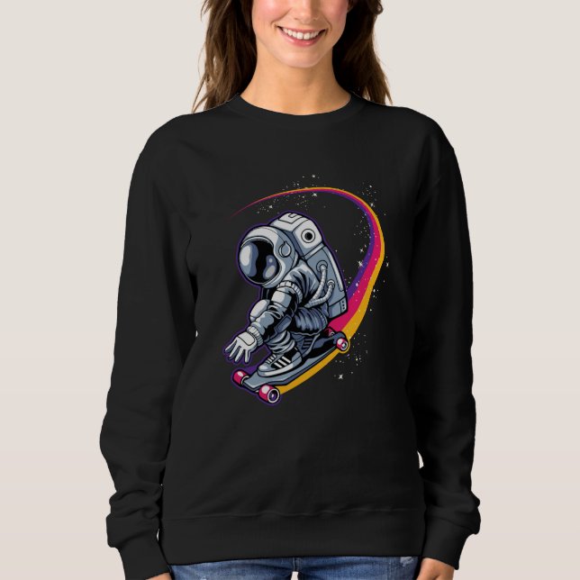 Astronaut und Skateboard Sweatshirt (Vorderseite)
