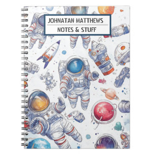 Astronaut und Weltraum Spiral Foto Notizbuch Notizblock