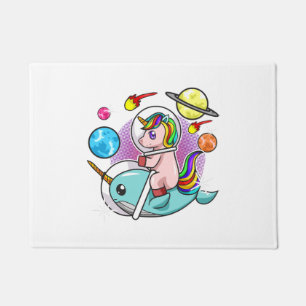 Astronaut Unicorn Reiten Narwhal Weltraum Universu Fußmatte