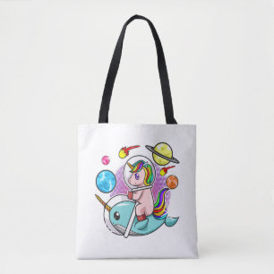 Astronaut Unicorn Reiten Narwhal Weltraum Universu Tasche