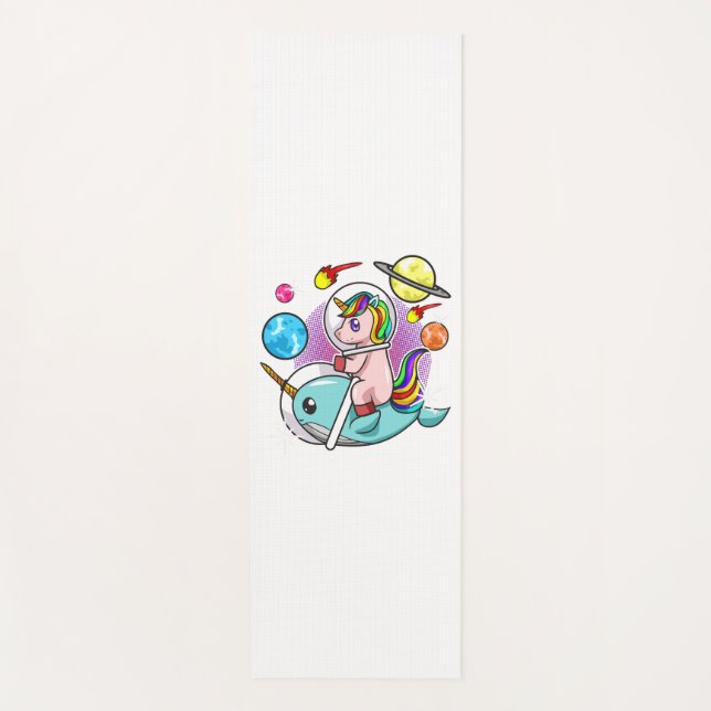 Astronaut Unicorn Reiten Narwhal Weltraum Universu Yogamatte (Vorderseite)