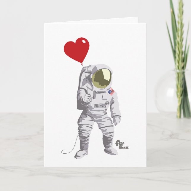 Astronaut Valentine Feiertagskarte (Vorderseite)