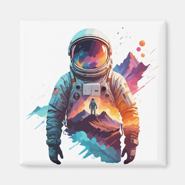 Astronaut Vector Art Space Discovery Magnet (Vorne)