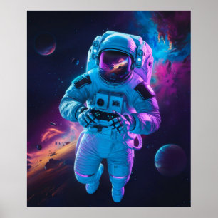 Astronaut Videospiel Vibrant Futuristisch Poster