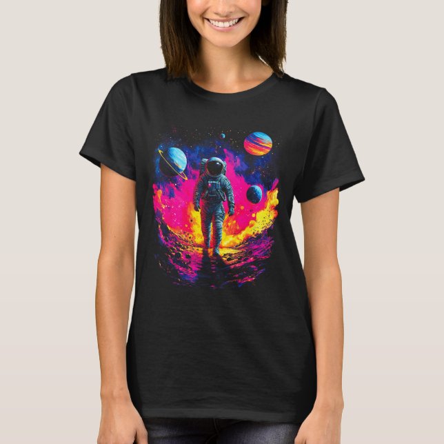 Astronaut Walking In Galaxy Outer Space Explorer S T-Shirt (Vorderseite)