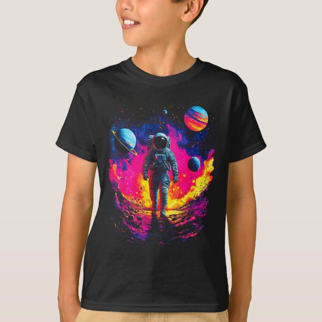 Astronaut Walking In Galaxy Outer Space Explorer S T-Shirt (Vorderseite)