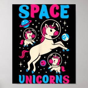 Astronaut Weltraum Einhörner Süßes Einhorn Regenbo Poster