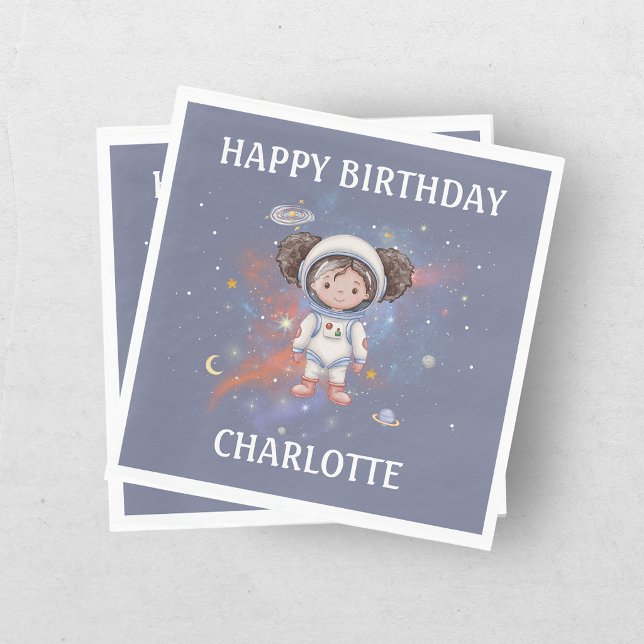 Astronaut Weltraum Mädchen Geburtstag Serviette (Von Creator hochgeladen)