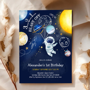 Astronaut Weltraum Planet Galaxie Geburtstag Einladung