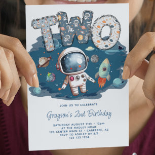 Astronaut Weltraum Rakete 2. Geburtstag Einladung