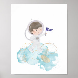 Astronaut Weltraum Wasserfarben - Abenteuer Poster