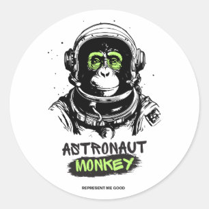Astronaut Weltraumaffe Authentische hohe Qualität Runder Aufkleber
