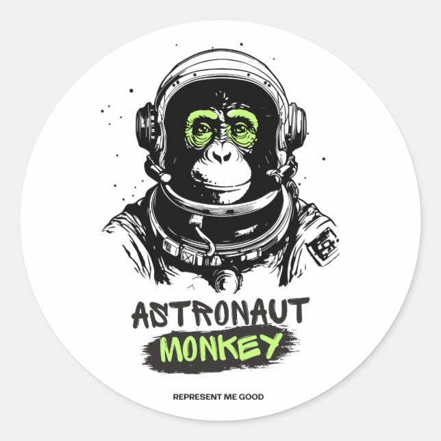 Astronaut Weltraumaffe Authentische hohe Qualität Runder Aufkleber (Vorderseite)