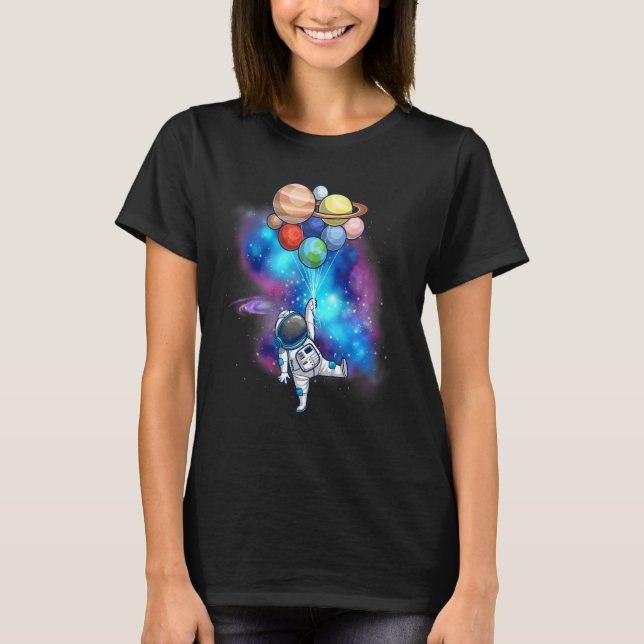 Astronaut With Planets In Hand For Men Women Space T-Shirt (Vorderseite)