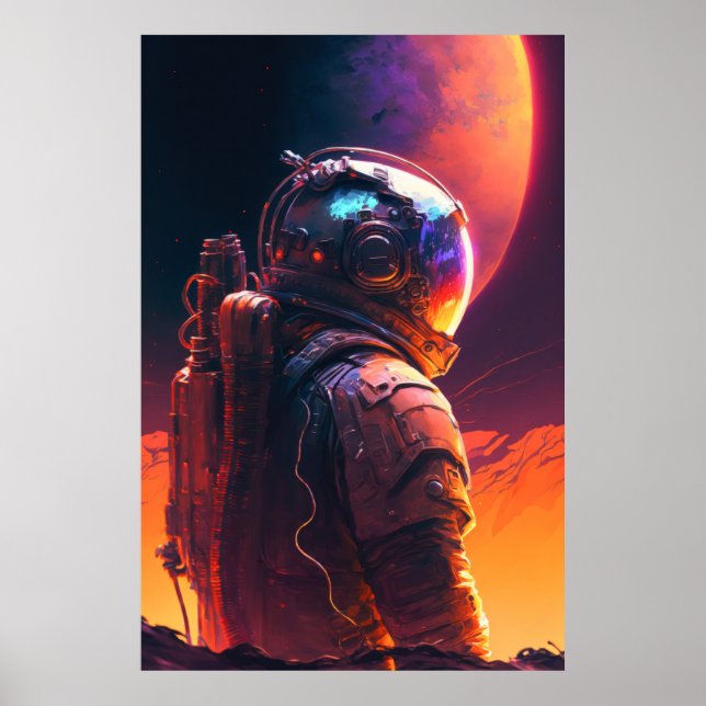 Astronaut World Discovery Painting Human Universe Poster (Vorne)