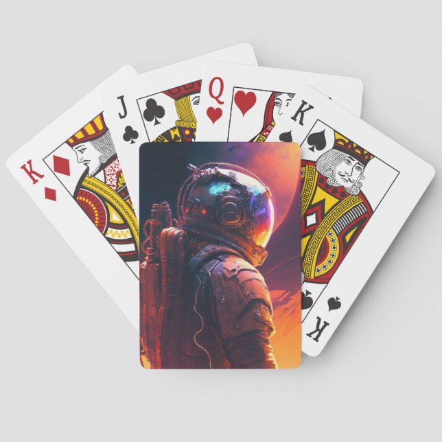 Astronaut World Discovery Painting Human Universe Spielkarten (Rückseite)