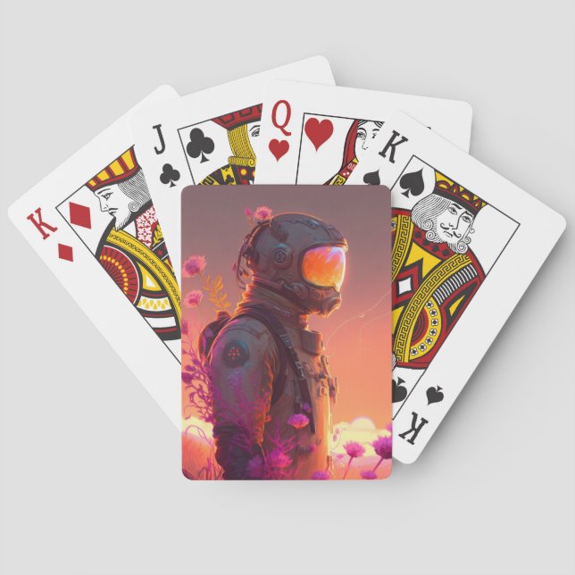 Astronaut World Discovery Painting Human Universe Spielkarten (Rückseite)