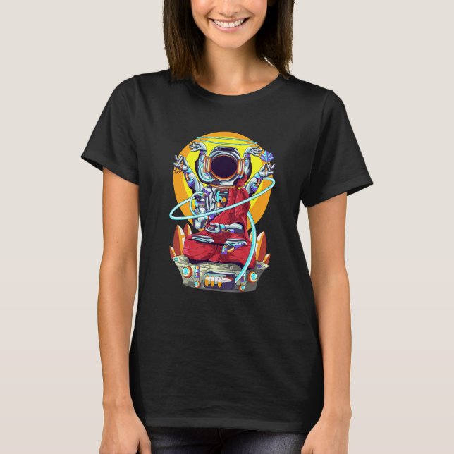 Astronaut Yoga Buddha T-Shirt (Vorderseite)