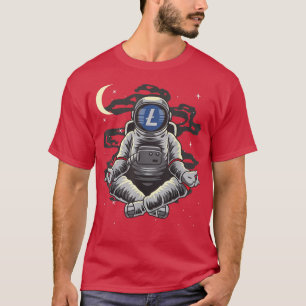 Astronaut Yoga LiteCoin LTC Coin to Moon Crypt T-Shirt