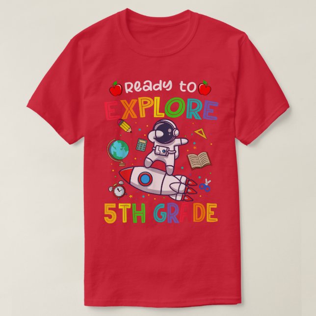 Astronaut zurück zur Schule Bereit bis zum 5. Grad T-Shirt (Design vorne)