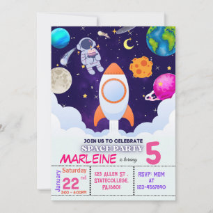Astronaute, Espace Extérieur, Planètes Invitation 