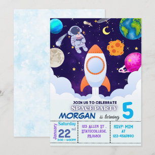Astronaute, Espace Extérieur, Planètes Invitation 