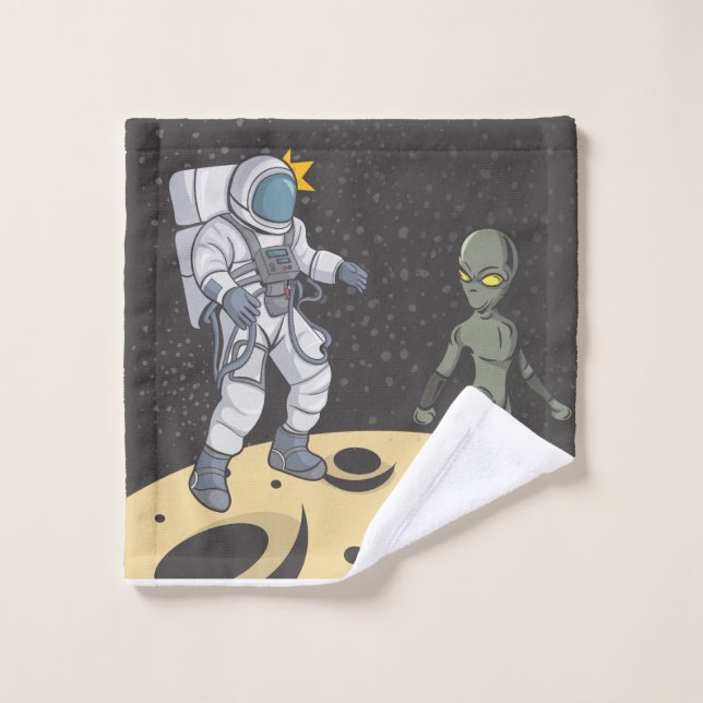 Astronaute et extraterrestre   (Gant de toilette)