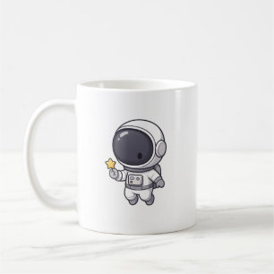 Astronaute Kawaii Tenant une Étoile sur un Mug