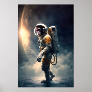Astronauten-Affen-Kunstposter Lustiger Tier-Weltra Poster