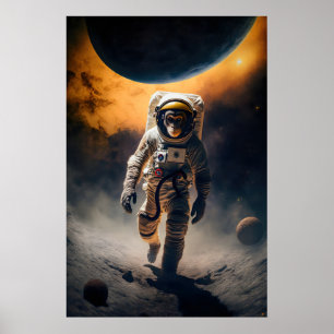 Astronauten-Affen-Kunstposter Lustiges Tier in Poster