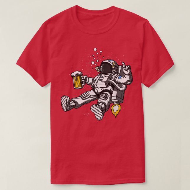 Astronauten Bier trinken Party Funny Kosmic m T-Shirt (Design vorne)