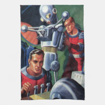 Astronauten der Vintagen Science Fiction, die eine
