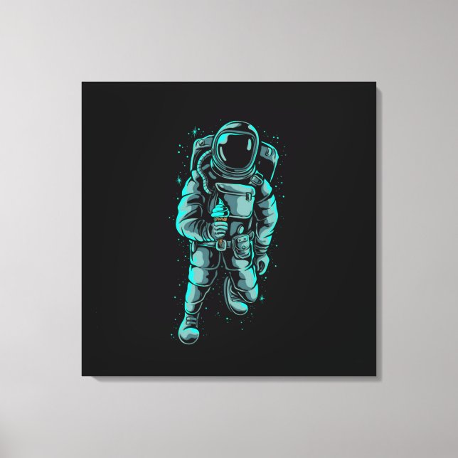 Astronauten essen Eiscreme gesteppte Canvas Print Leinwanddruck (Vorderseite)
