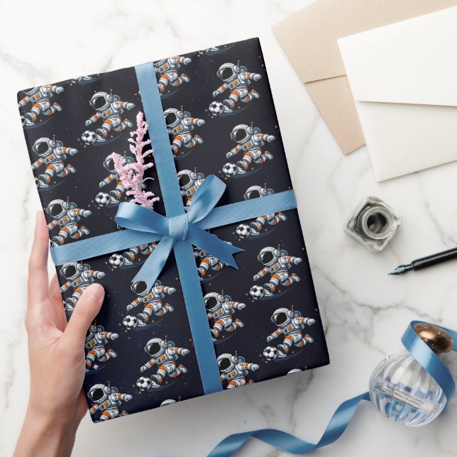 Astronauten-Fußball Geschenkpapier (Schenken)
