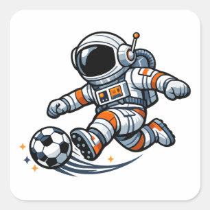Astronauten-Fußball Quadratischer Aufkleber