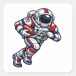 Astronauten-Fußball Quadratischer Aufkleber