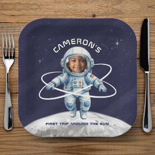 Astronauten-Geburtstagsfeier 1. Umlauf um die Sonn Pappteller