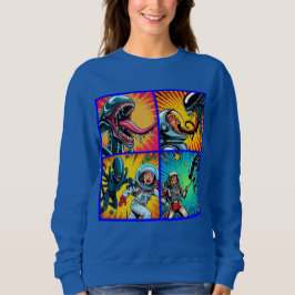Astronauten gegen Alien Pop Art Sweatshirt