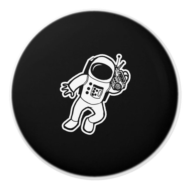 Astronauten-Geschenk-Musik-Raum-Radio-Universum Keramikknauf (Vorderseite)