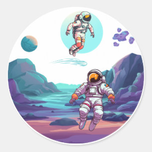 Astronauten im Weltraum Runder Aufkleber