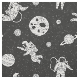 Astronauten im Weltraum, schwarz-weiß Stoff