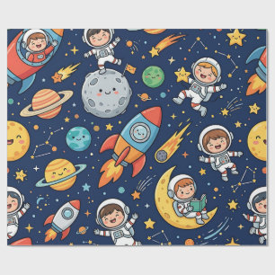 Astronauten-Kinder-Weltraum-Geschenkpapier Geschenkpapier