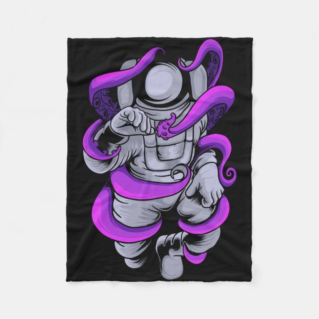Astronauten-Ktopus Fleecedecke (Vorderseite)