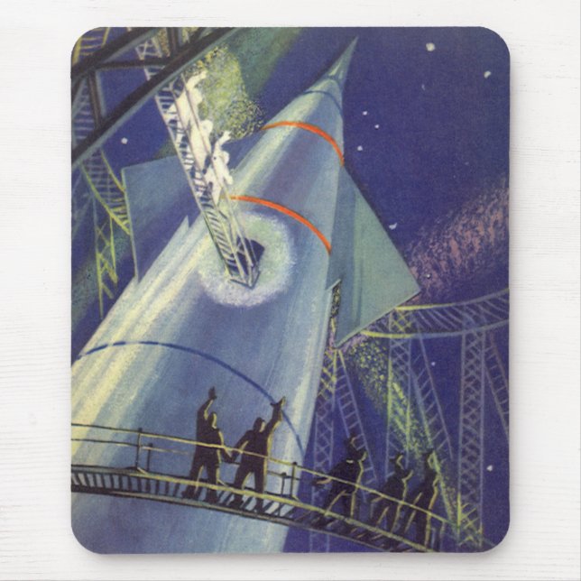 Astronauten mit Vintager Science Fiction auf Raket Mousepad (Vorne)
