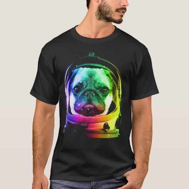 Astronauten-Mops T-Shirt (Vorderseite)