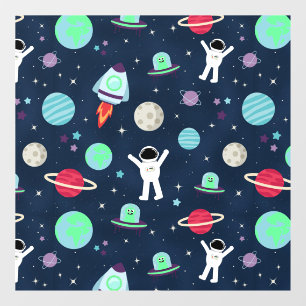 Astronauten Planeten Raketen und Aliens Fensteraufkleber