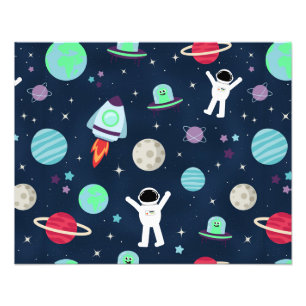 Astronauten Planeten Raketen und Aliens Fotodruck
