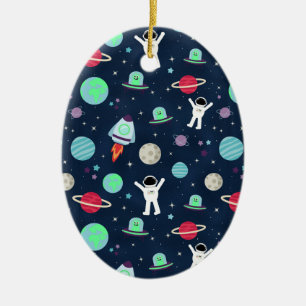 Astronauten Planeten Raketen und Aliens Keramik Ornament