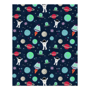 Astronauten Planeten Raketen und Aliens Poster